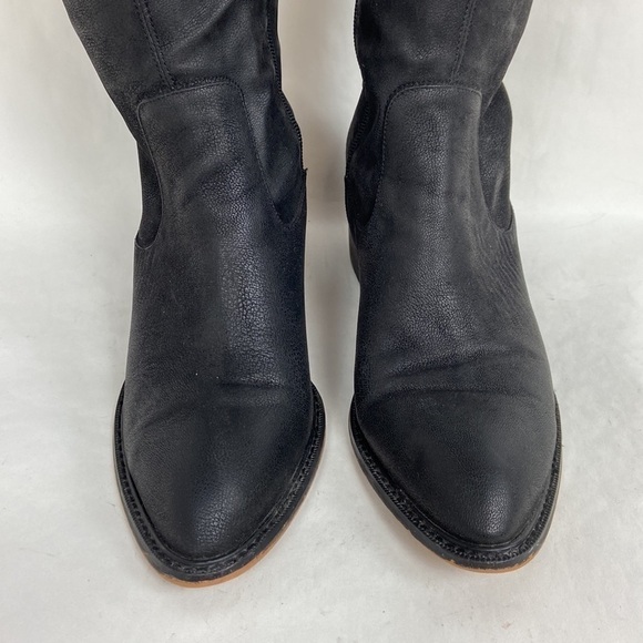 BCBGENERATION Sunshine Vegan Suede Leather Black Knee High Tall Side Zip Boots - Picture 4 of 16